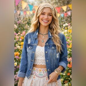 Love Tree - Distressed Denim Jacket - dark Blue size L
Wardrobe staple